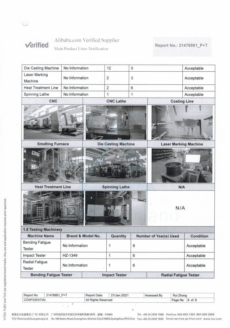 SGS Report- Xing Hui Wheel Company alibaba golden supplier and verify manufacturer 3rd page